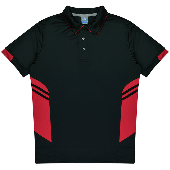 TASMAN MENS POLOS - BLACK/RED