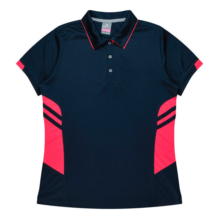 TASMAN LADY POLOS - NAVY/NEON PINK