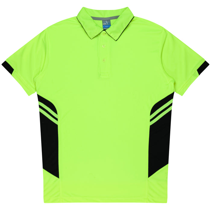 TASMAN MENS POLOS - NEON YELLOW/BLACK