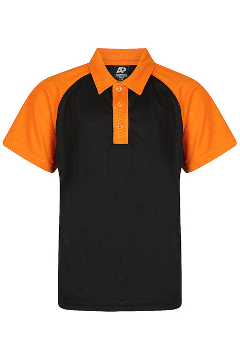 MANLY KIDS POLOS - BLACK/ELECTRIC ORANGE