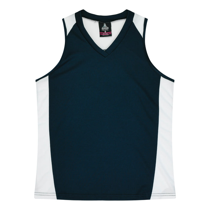 PREMIER LADY SINGLETS - NAVY/WHITE