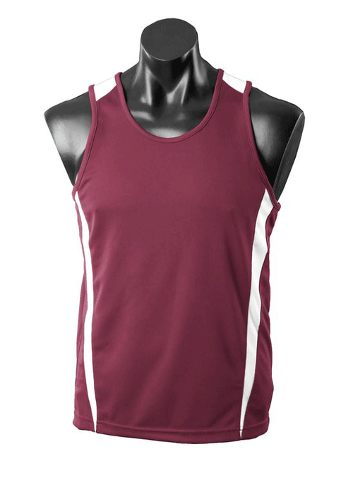 EUREKA MENS SINGLETS - MAROON/WHITE