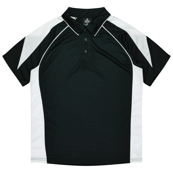 PREMIER MENS POLOS - BLACK/WHITE