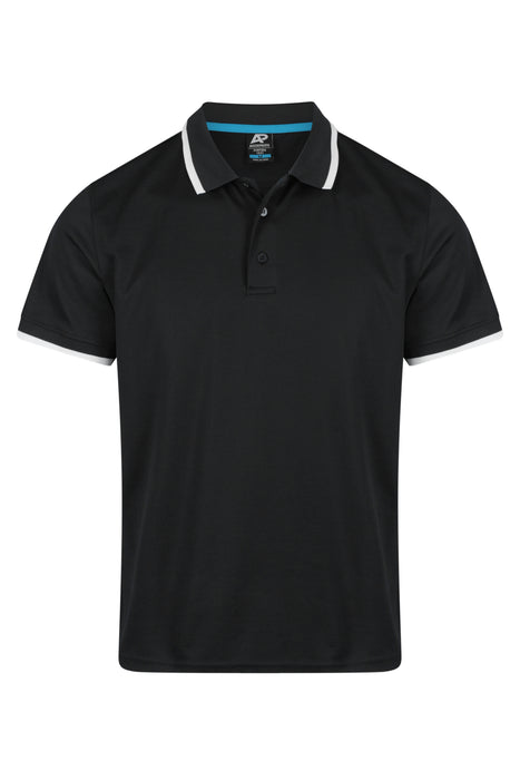 PORTSEA MENS POLOS - BLACK/WHITE