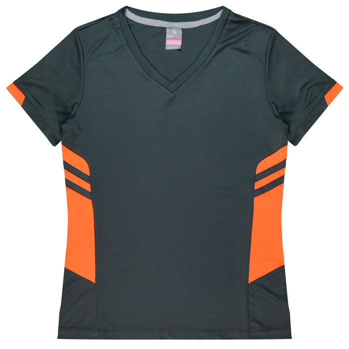 TASMAN LADY TEES - SLATE/NEON ORANGE