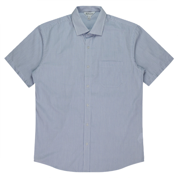 HENLEY MENS SHIRT SHORT SLEEVE - WHITE/NAVY