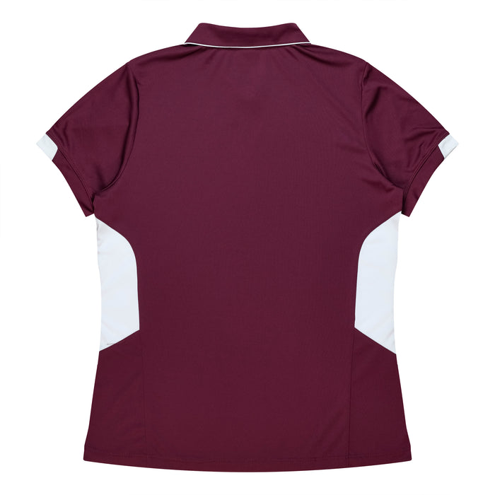 TASMAN LADY POLOS - MAROON/WHITE