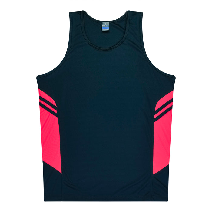 TASMAN KIDS SINGLETS - NAVY/NEON PINK