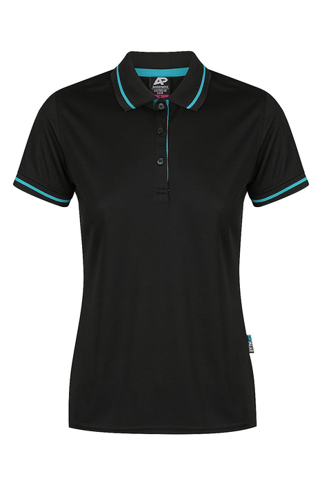 COTTESLOE LADY POLOS - BLACK/TEAL