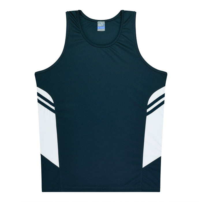 TASMAN KIDS SINGLETS - NAVY/WHITE