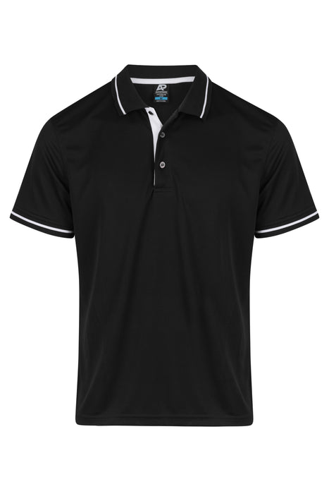 COTTESLOE MENS POLOS - BLACK/WHITE