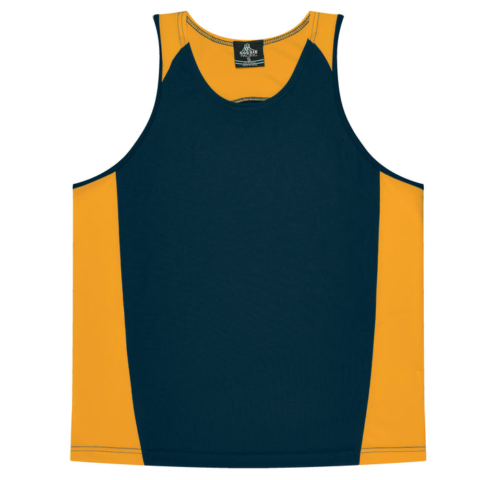 PREMIER MENS SINGLETS - NAVY/GOLD