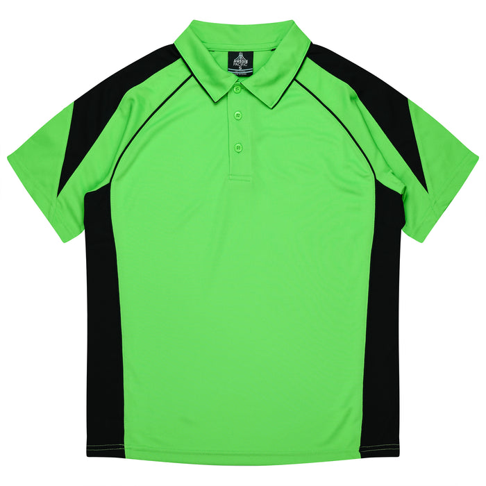 PREMIER MENS POLOS - APPLE/BLACK