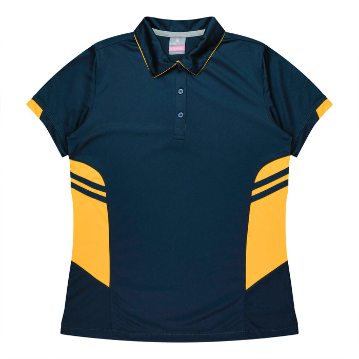 TASMAN LADY POLOS - NAVY/GOLD