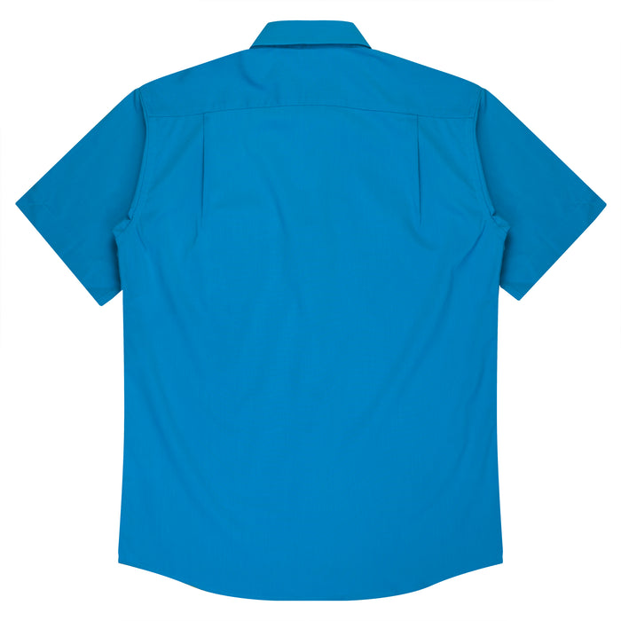 MOSMAN MENS SHIRT SHORT SLEEVE - AQUA