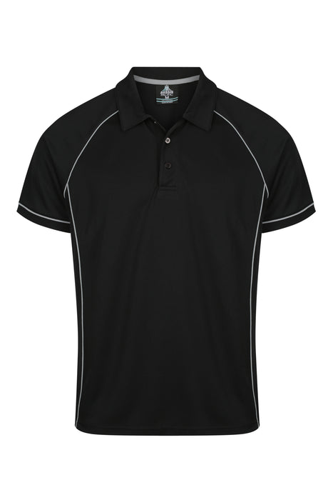 ENDEAVOUR MENS POLOS - BLACK/SILVER