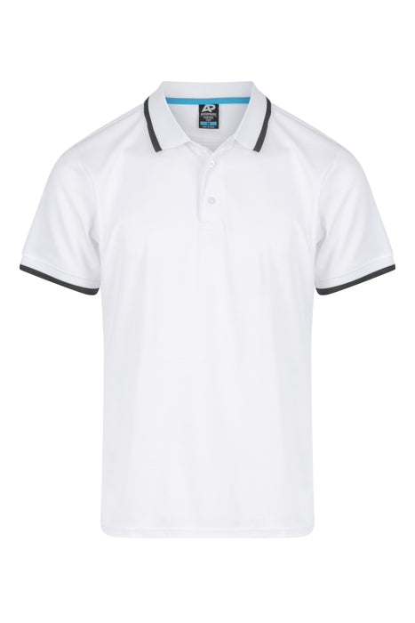 PORTSEA MENS POLOS - WHITE/SLATE