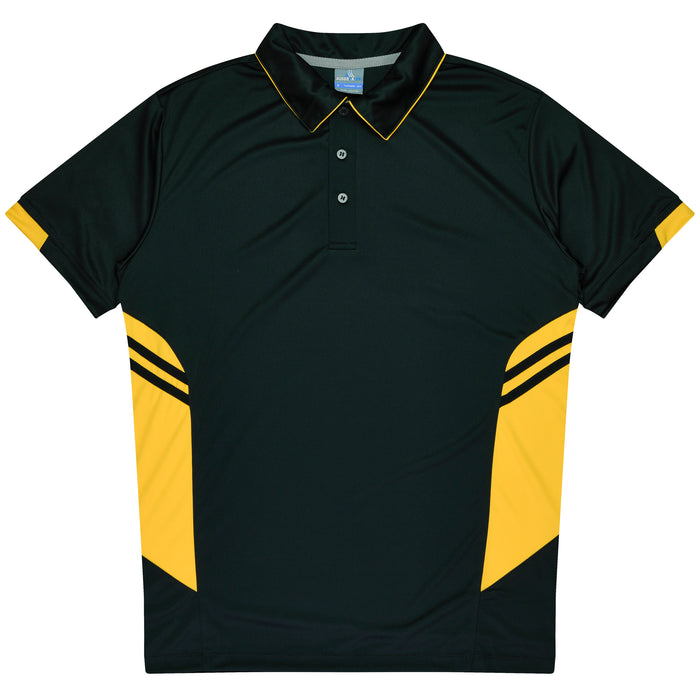 TASMAN MENS POLOS - BLACK/GOLD