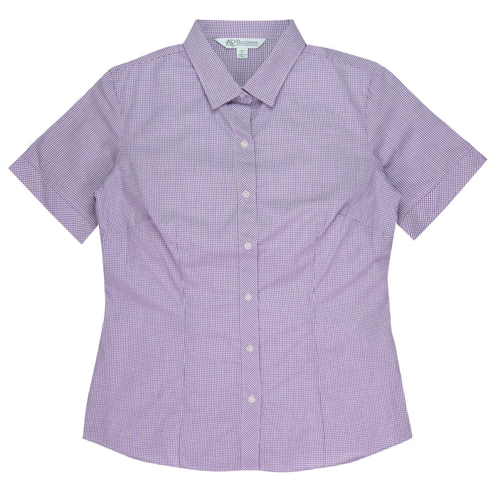 TOORAK LADY SHIRT SHORT SLEEVE - PURPLE/WHITE