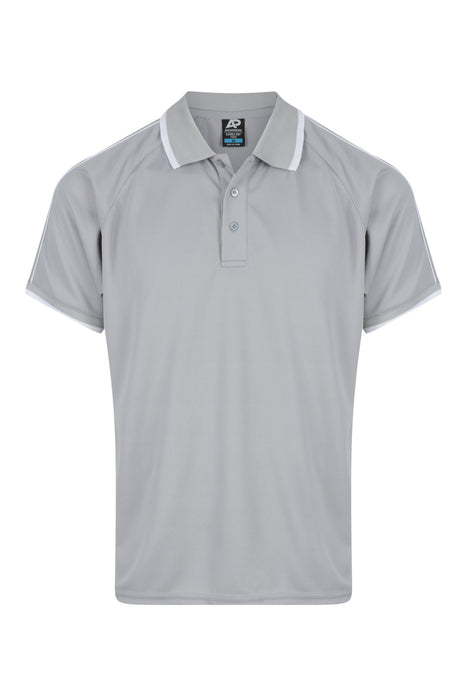 DOUBLE BAY MENS POLOS - SILVER/WHITE