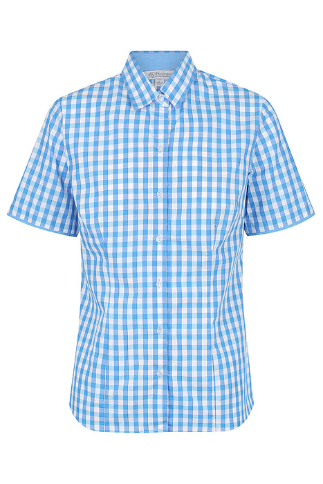 DEVONPORT LADY SHIRT SHORT SLEEVE - MID BLUE/SKY