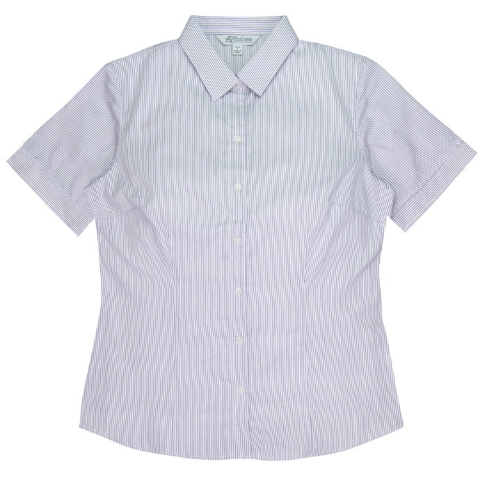 HENLEY LADY SHIRT SHORT SLEEVE - WHITE/PURPLE