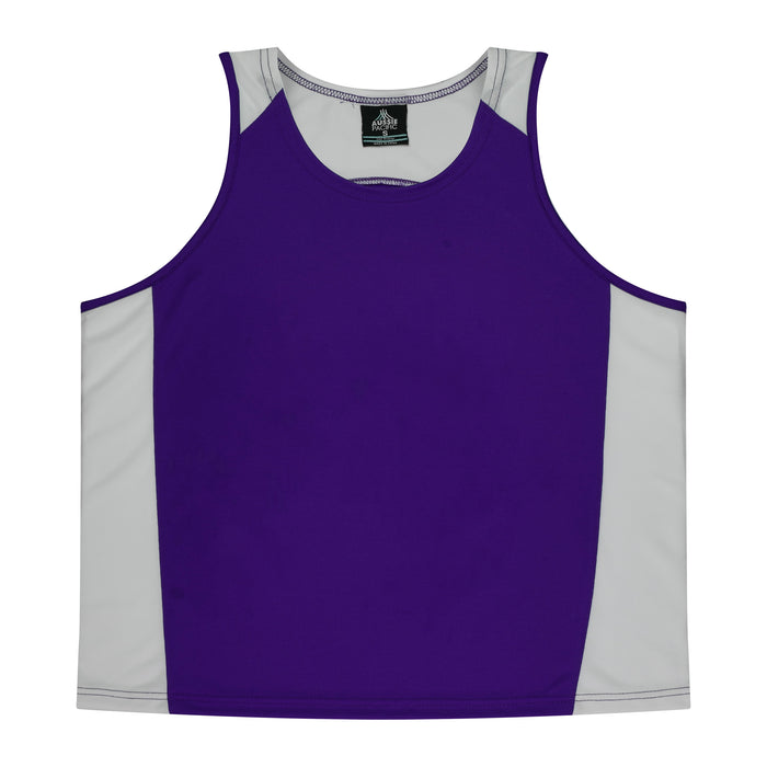 PREMIER MENS SINGLETS - PURPLE/WHITE