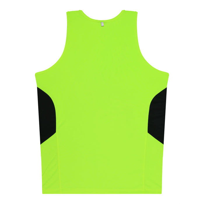 TASMAN MENS SINGLETS - NEON YELLOW/BLACK