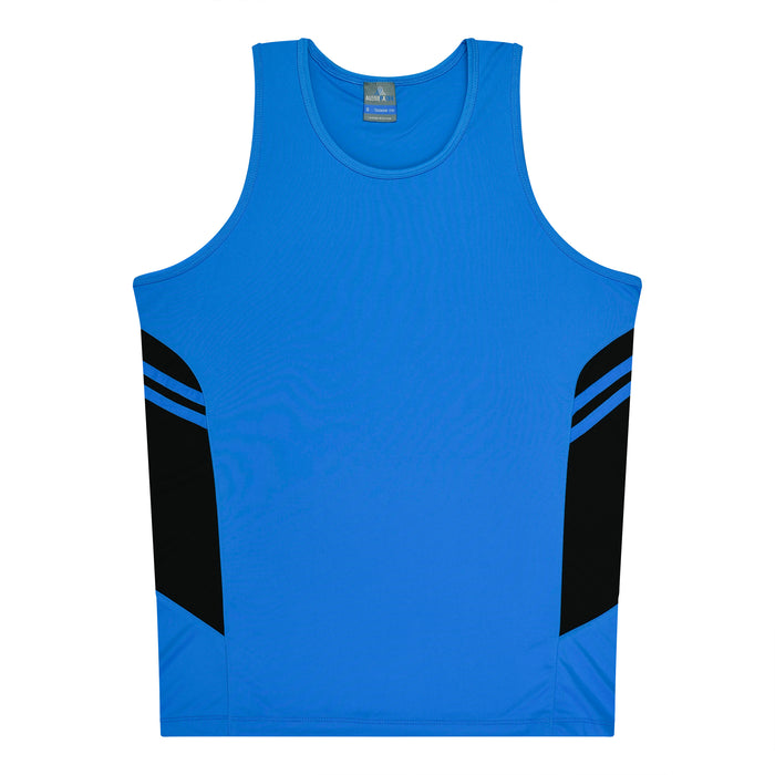 TASMAN KIDS SINGLETS - CYAN/BLACK