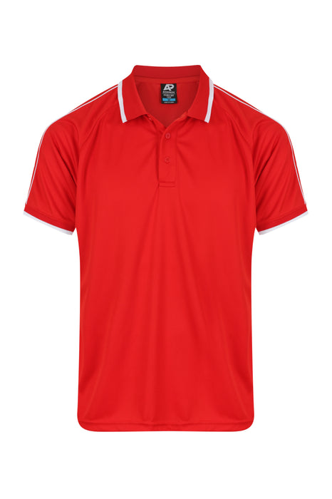 DOUBLE BAY MENS POLOS - RED/WHITE