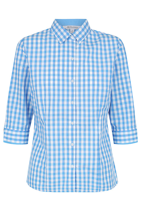 DEVONPORT LADY SHIRT 3/4 SLEEVE - MID BLUE/SKY