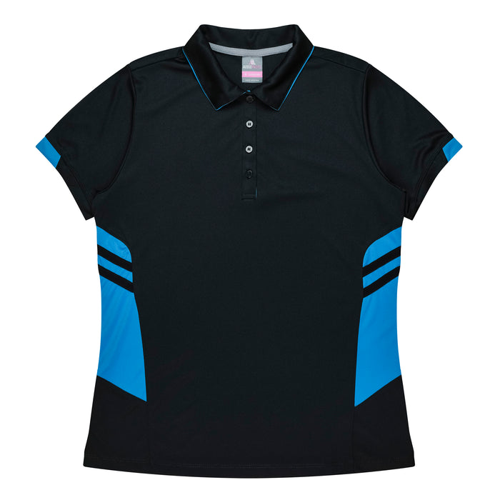 TASMAN LADY POLOS - BLACK/CYAN