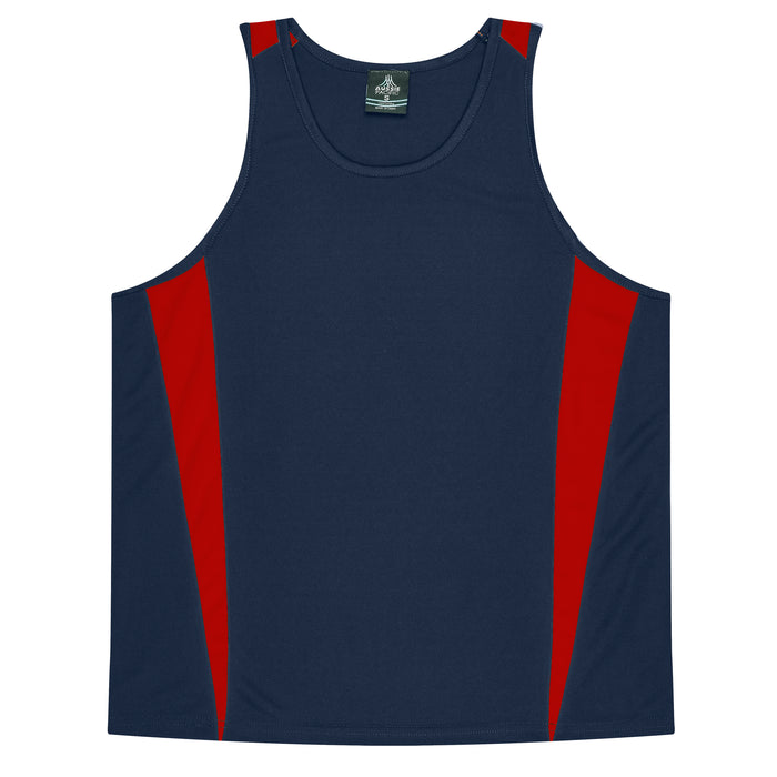 EUREKA MENS SINGLETS - NAVY/RED