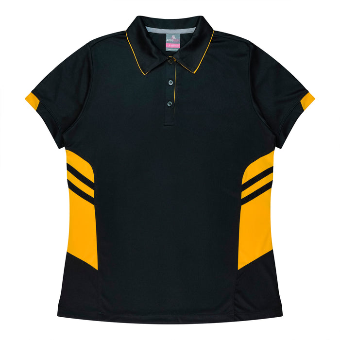 TASMAN LADY POLOS - BLACK/GOLD