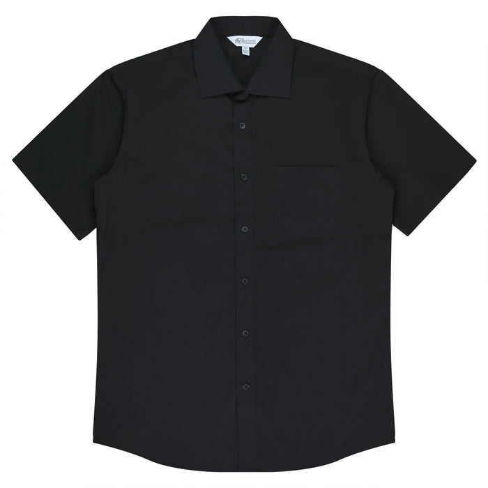 MOSMAN MENS SHIRT SHORT SLEEVE - BLACK