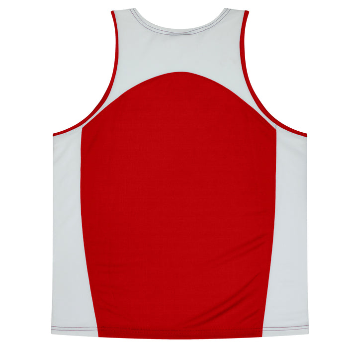 PREMIER MENS SINGLETS - RED/WHITE