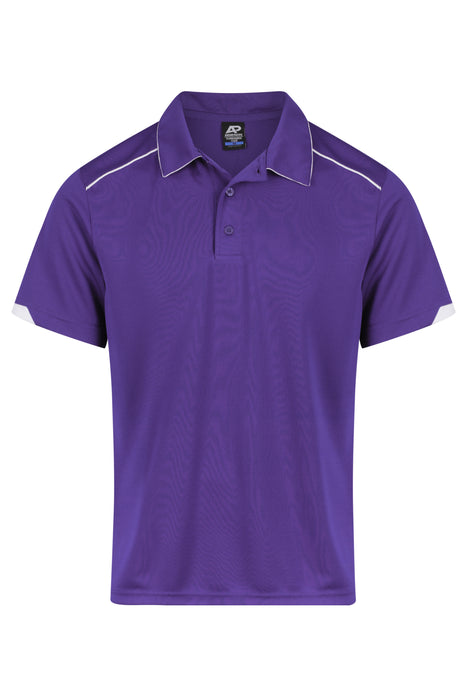 CURRUMBIN MENS POLOS - PURPLE/WHITE