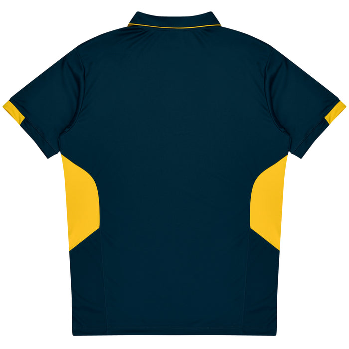 TASMAN MENS POLOS - NAVY/GOLD