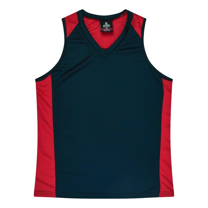 PREMIER LADY SINGLETS - NAVY/RED