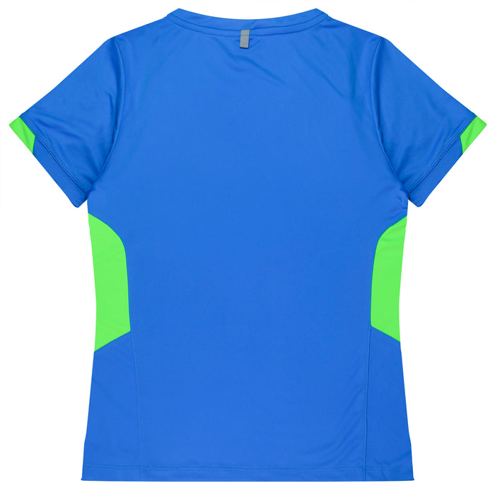 TASMAN LADY TEES - CYAN/NEON GREEN