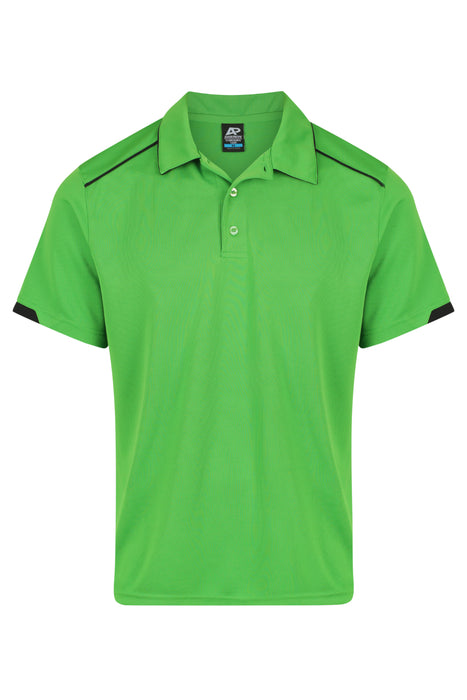 CURRUMBIN MENS POLOS - KAWA GREEN/BLACK