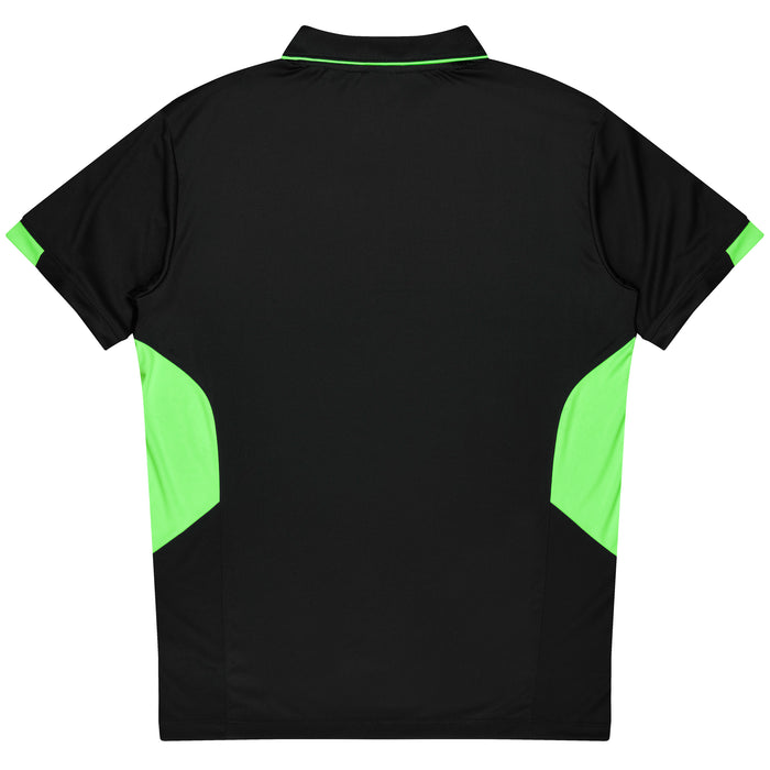 TASMAN MENS POLOS - BLACK/NEON GREEN