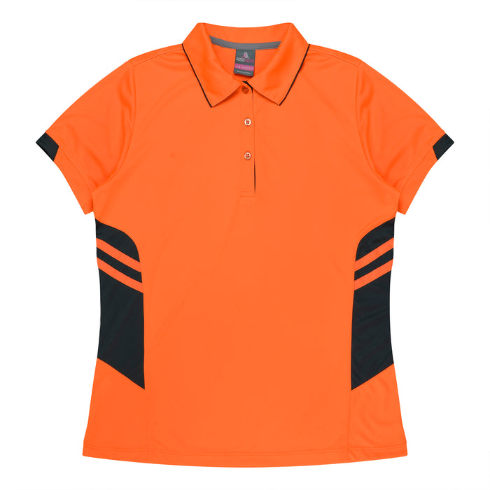 TASMAN LADY POLOS - NEON ORANGE/SLATE