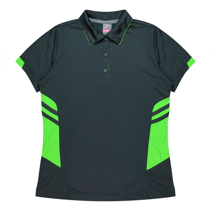 TASMAN LADY POLOS - SLATE/NEON GREEN