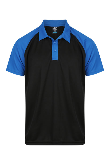 MANLY MENS POLOS - BLACK/ELECTRIC ROYAL