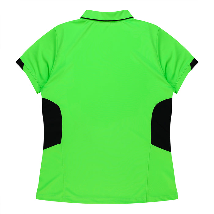 TASMAN LADY POLOS - NEON GREEN/BLACK