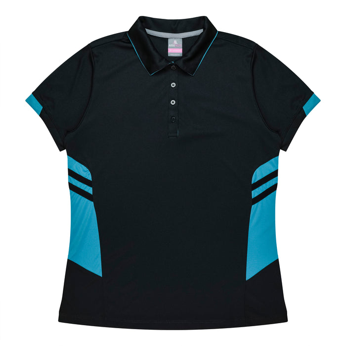 TASMAN LADY POLOS - BLACK/TEAL