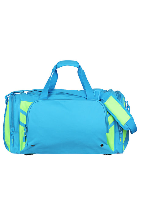 TASMAN SPORTSBAG - CYAN/NEON GREEN