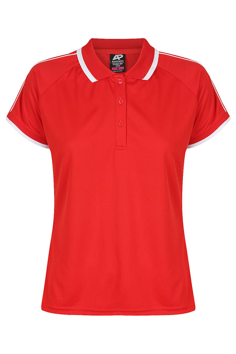 DOUBLE BAY LADY POLOS - RED/WHITE