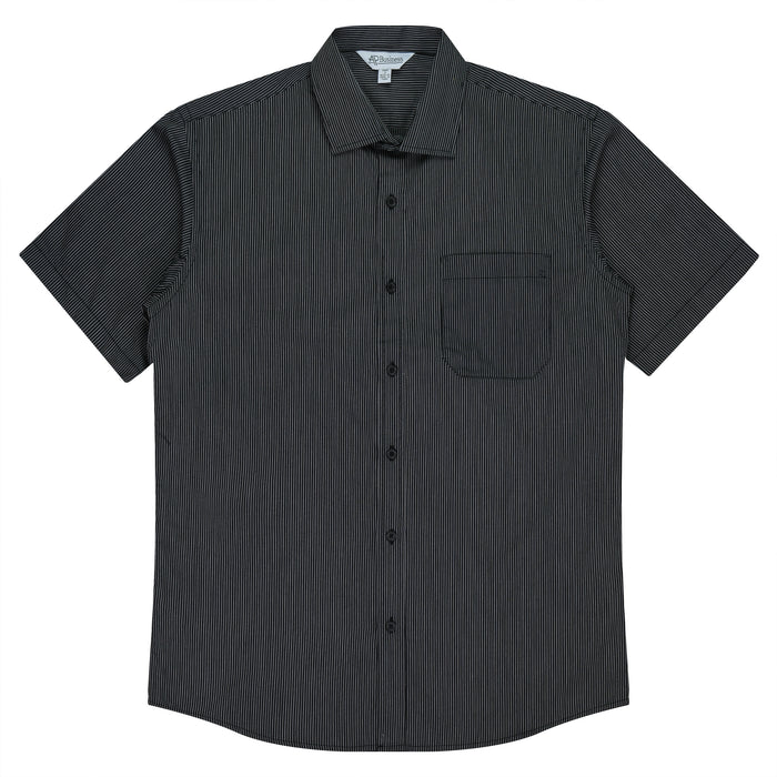 HENLEY MENS SHIRT SHORT SLEEVE - BLACK/SILVER